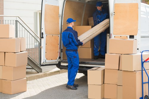 Removal van operating in a Bayswater residential street