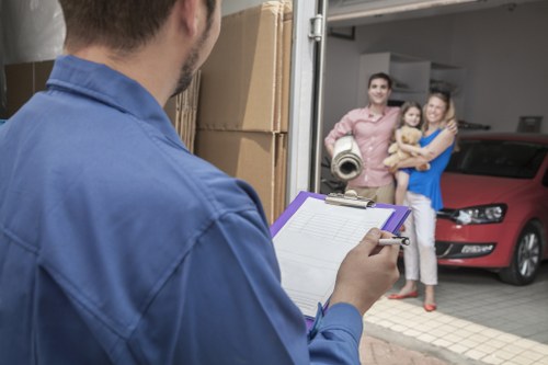 Office relocation equipment arranged for a commercial move in Bayswater